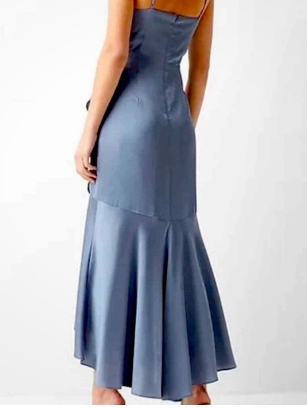 Express Taupe Ruffle Asymmetrical Slip Dress - Picture 3 of 11